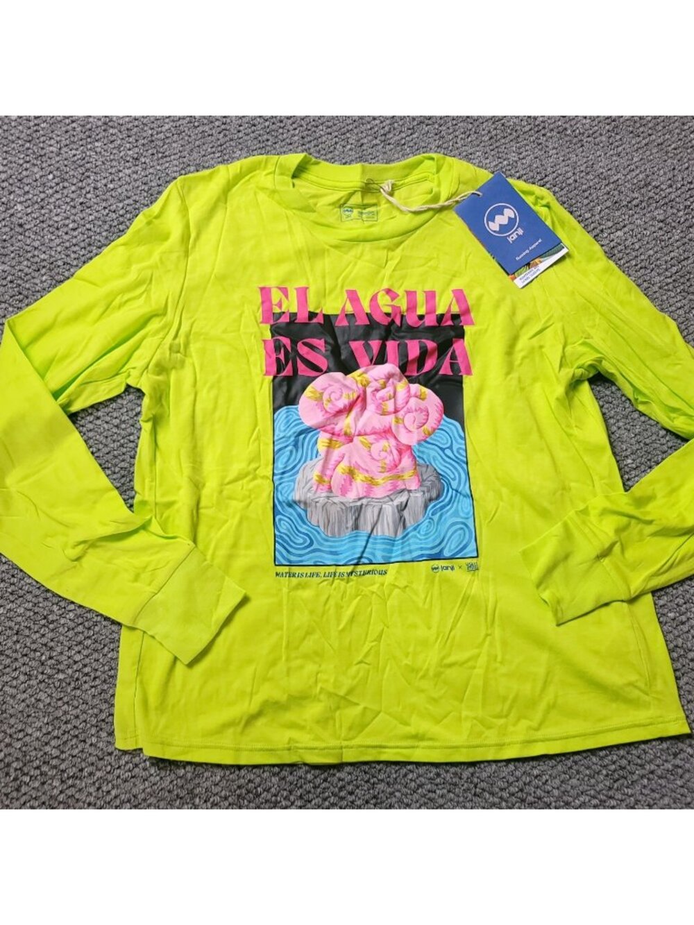 Janji X Yaikel Runterra Bio Shirt Womens L Large Long Sleeve Top Water Life